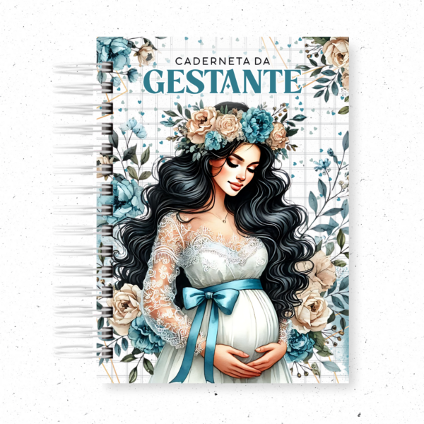 GESTANTE FLORAL AZUL E BEGE